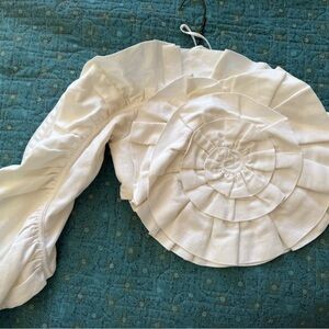 Work x1 Mara Hoffman Minerva Ruffle Floral Organic Cotton & Linen One Sleeve Top